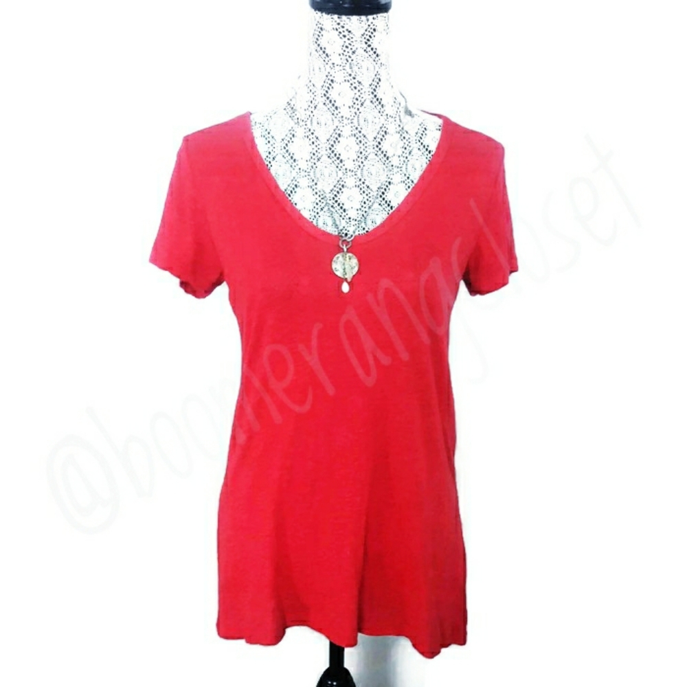 Halogen Scoop-Neck, Short-Sleeve, Slub-knit Tee